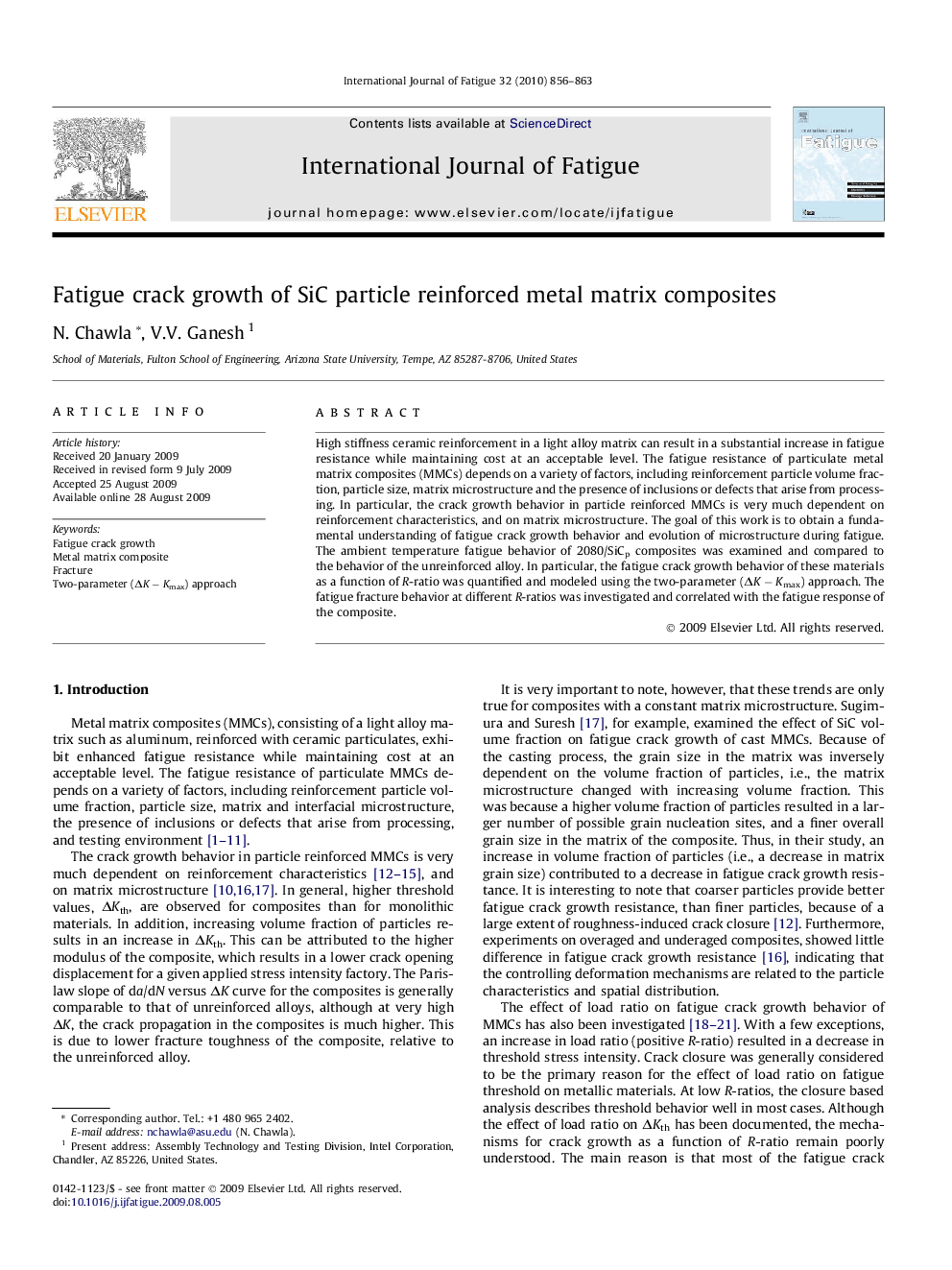 Fatigue crack growth of SiC particle reinforced metal matrix composites