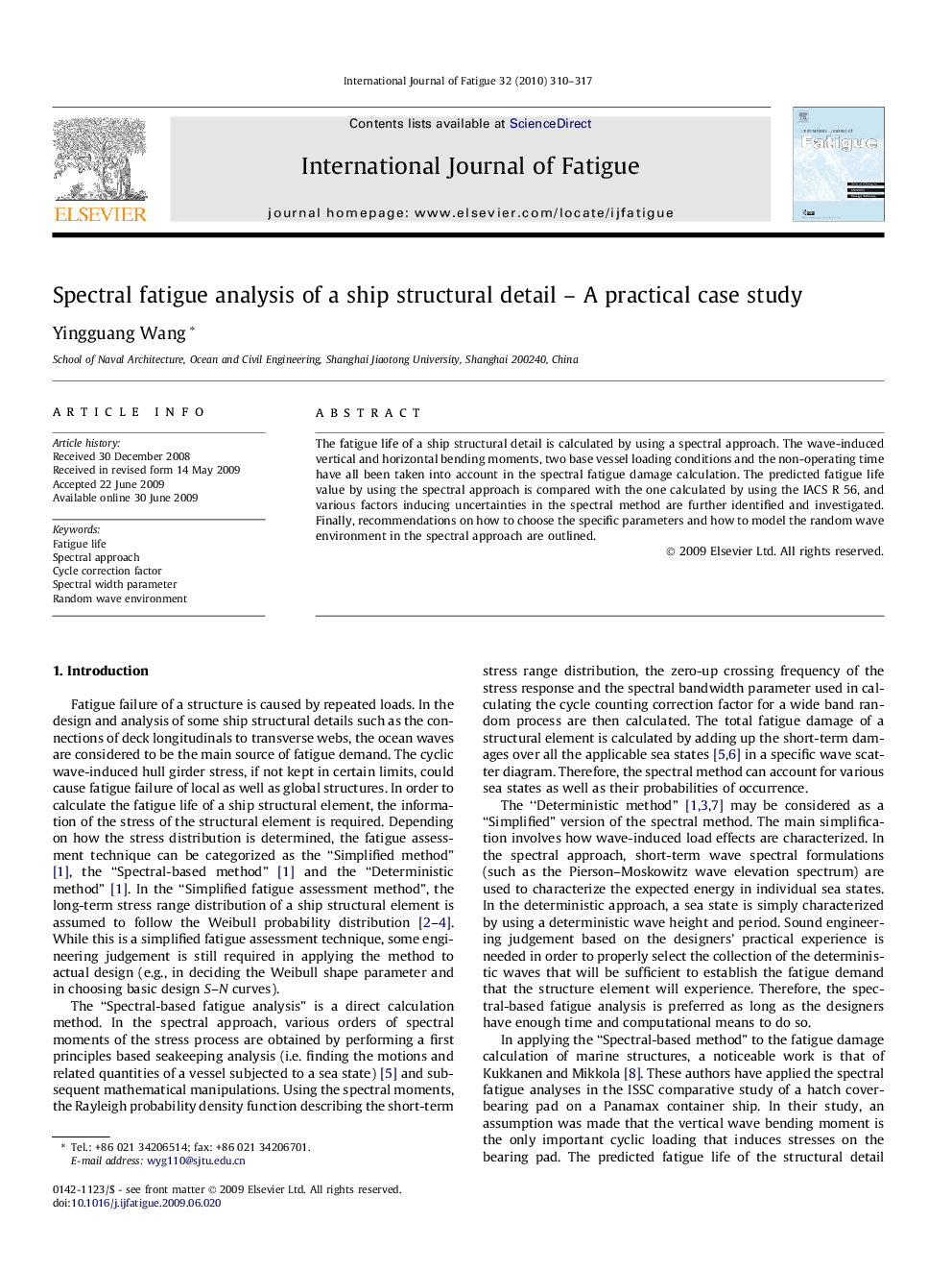 Spectral fatigue analysis of a ship structural detail – A practical case study