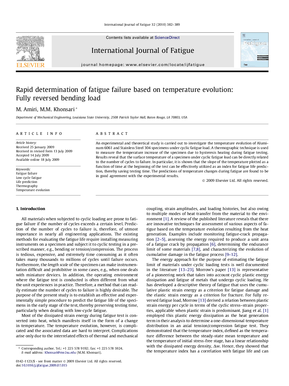 Rapid determination of fatigue failure based on temperature evolution: Fully reversed bending load