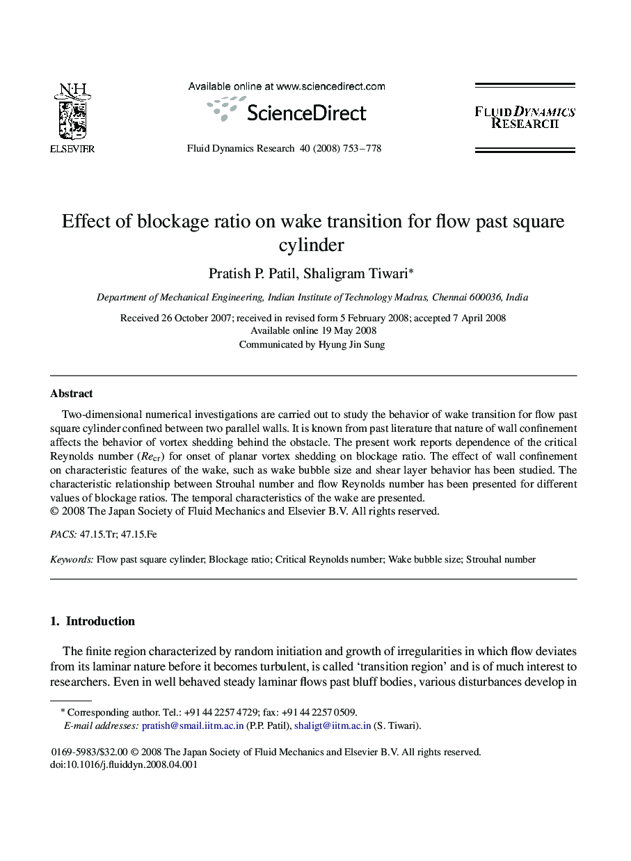 Effect of blockage ratio on wake transition for flow past square cylinder