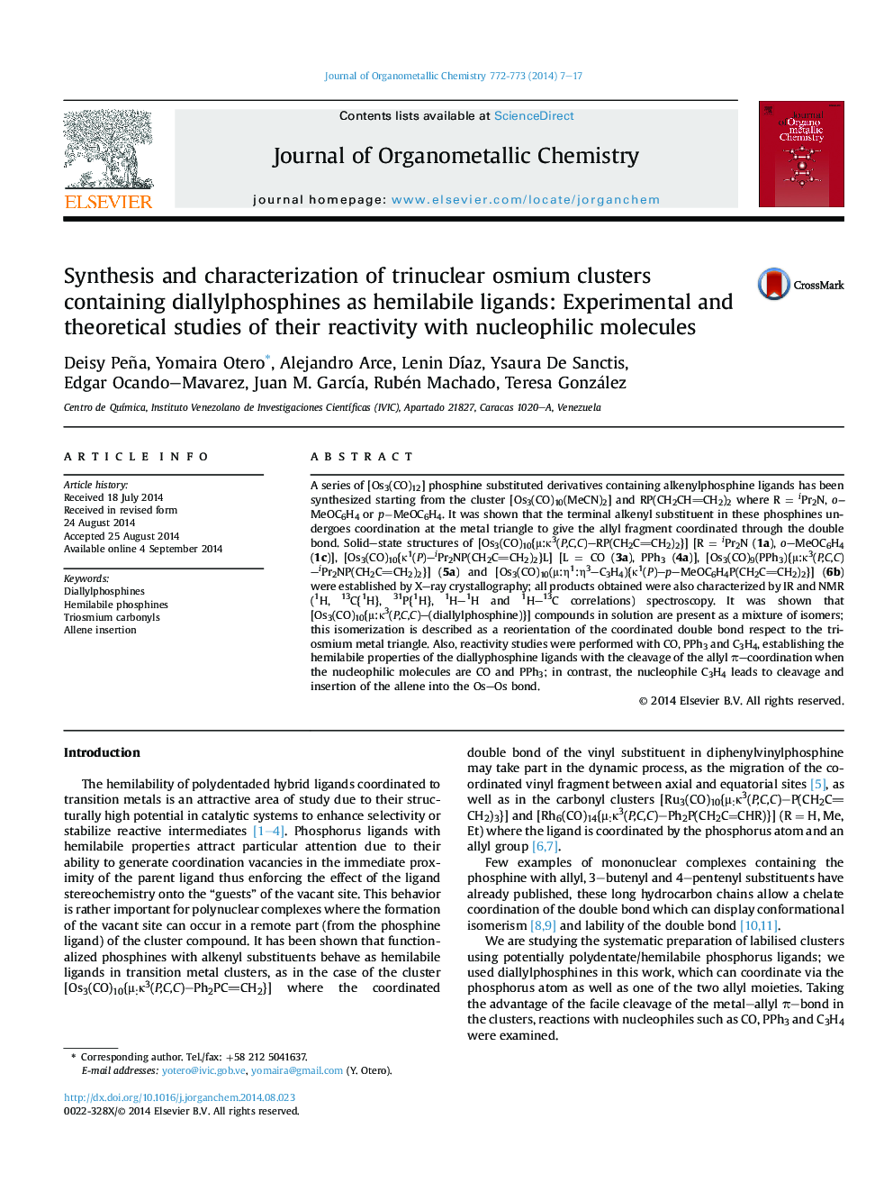 Synthesis and characterization of trinuclear osmium clusters containing diallylphosphines as hemilabile ligands: Experimental and theoretical studies of their reactivity with nucleophilic molecules