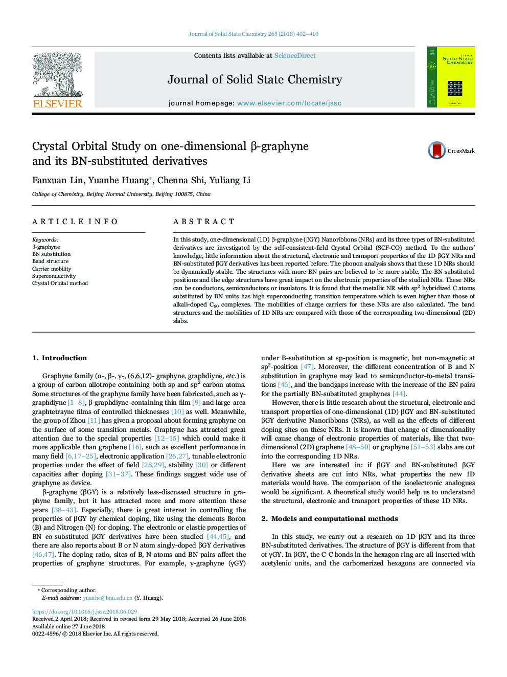 Crystal Orbital Study on one-dimensional Î²-graphyne and its BN-substituted derivatives