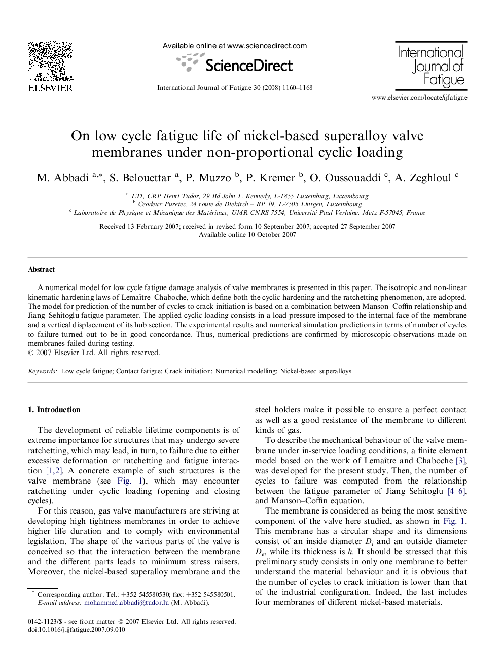 On low cycle fatigue life of nickel-based superalloy valve membranes under non-proportional cyclic loading