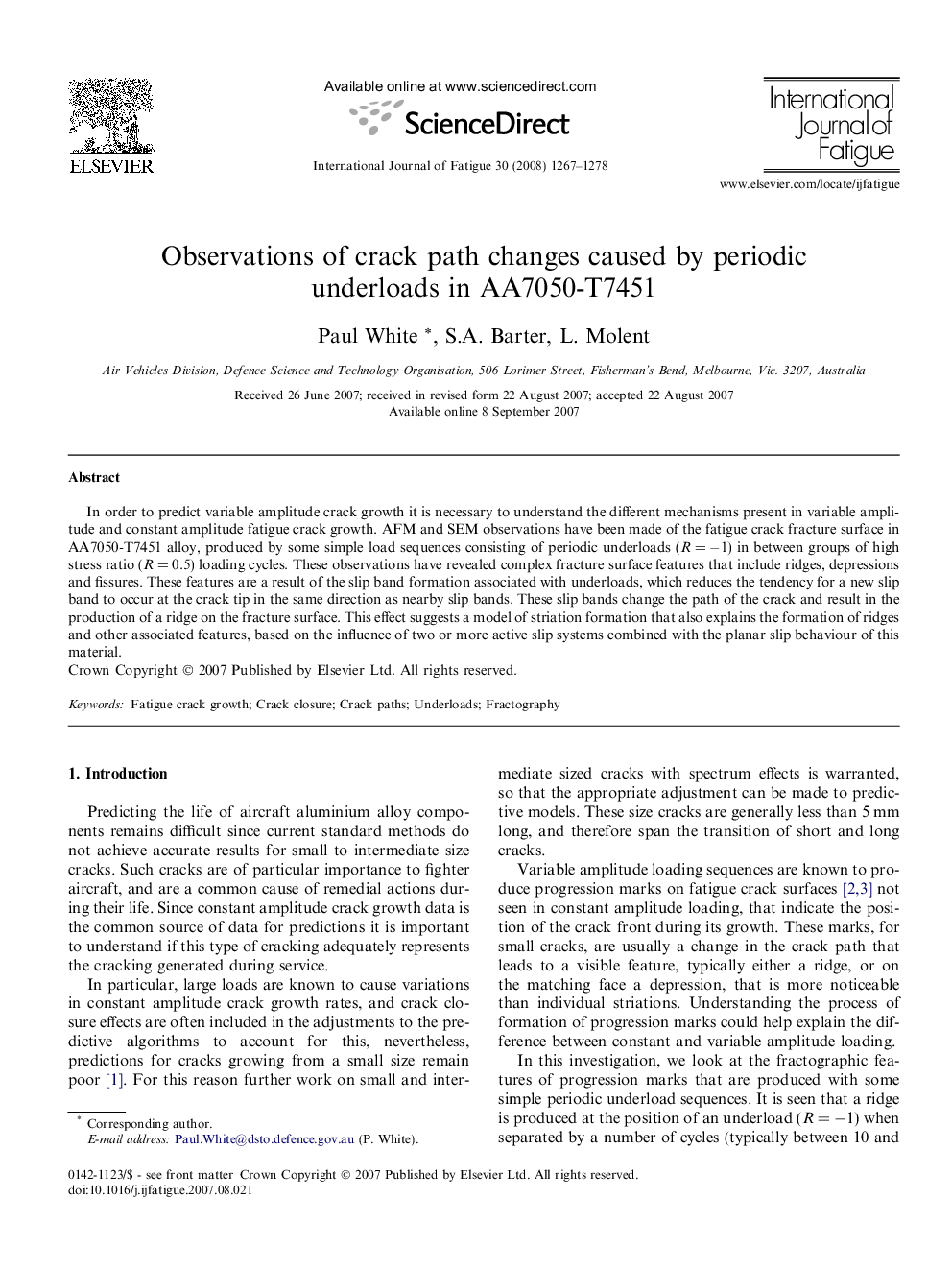 Observations of crack path changes caused by periodic underloads in AA7050-T7451