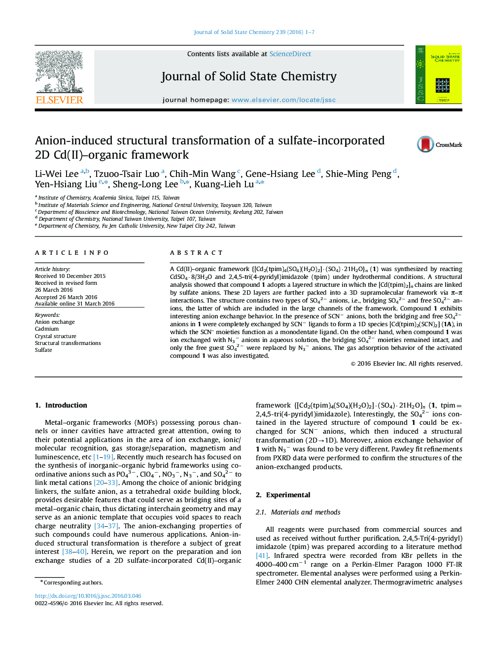 Anion-induced structural transformation of a sulfate-incorporated 2D Cd(II)-organic framework