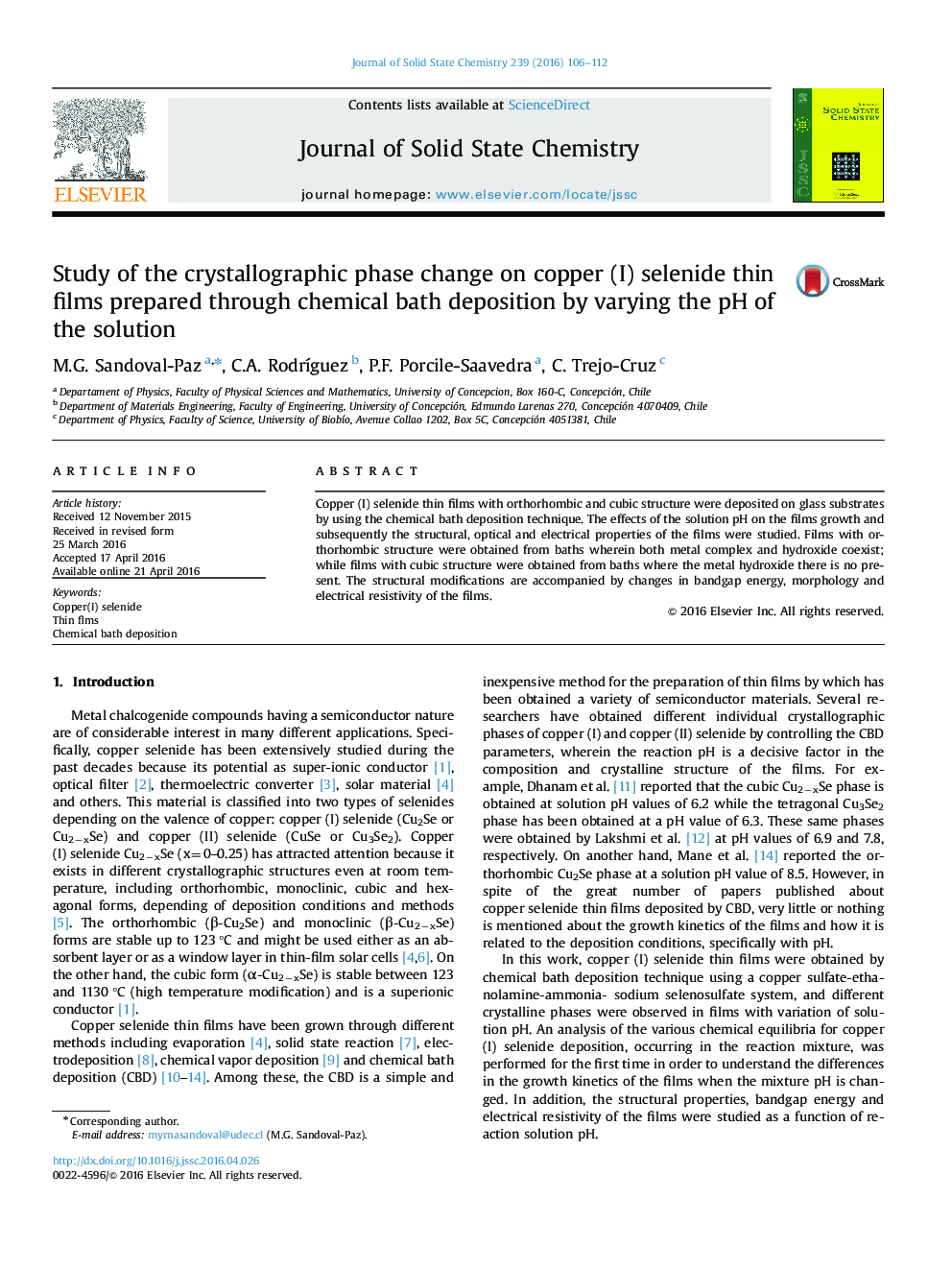 Study of the crystallographic phase change on copper (I) selenide thin films prepared through chemical bath deposition by varying the pH of the solution