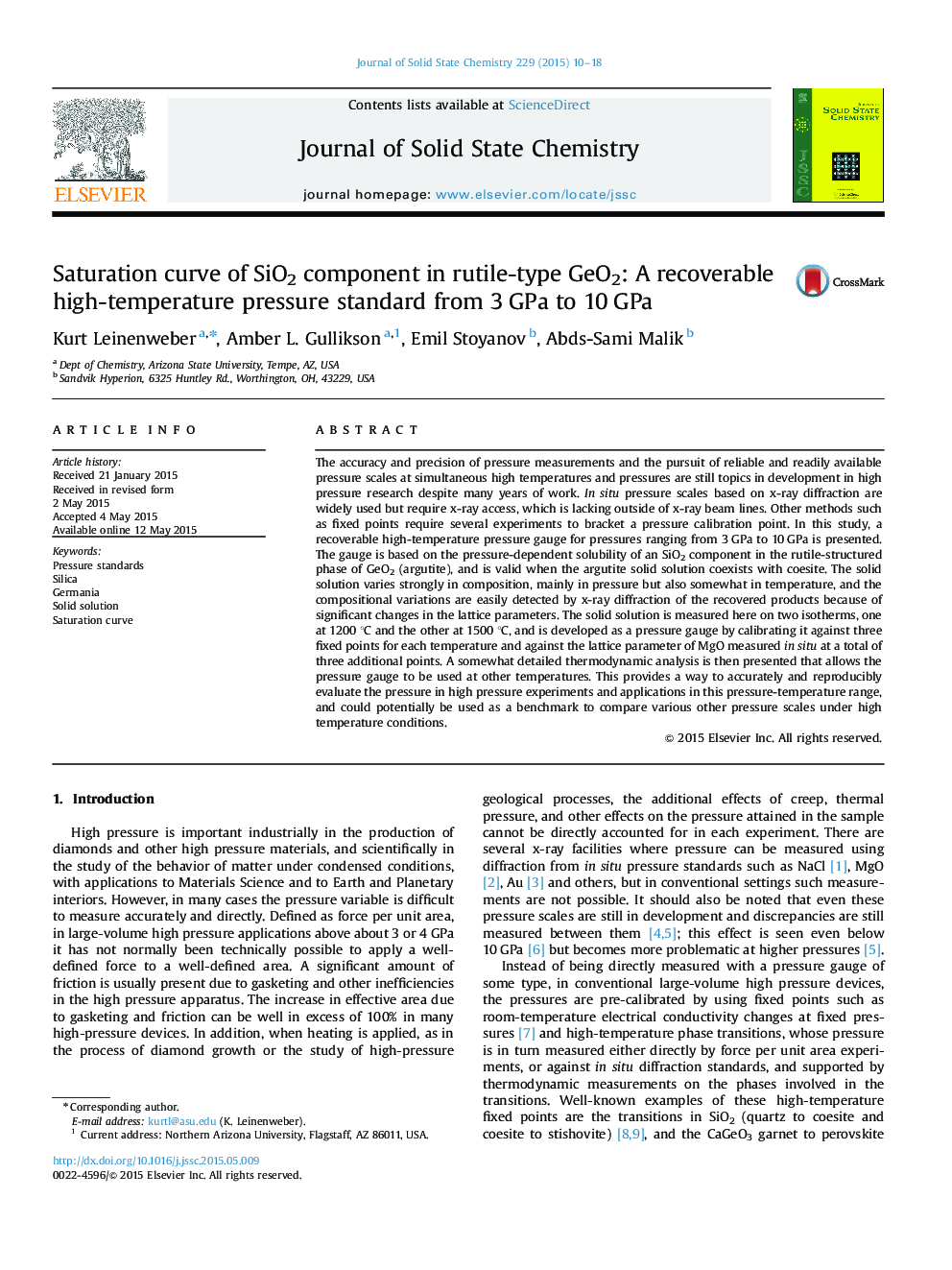 Saturation curve of SiO2 component in rutile-type GeO2: A recoverable high-temperature pressure standard from 3Â GPa to 10Â GPa