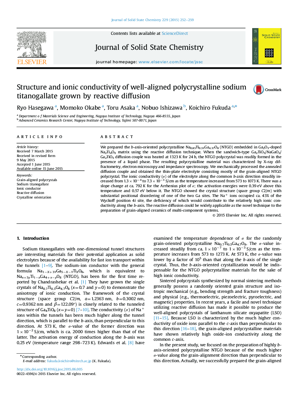 Structure and ionic conductivity of well-aligned polycrystalline sodium titanogallate grown by reactive diffusion