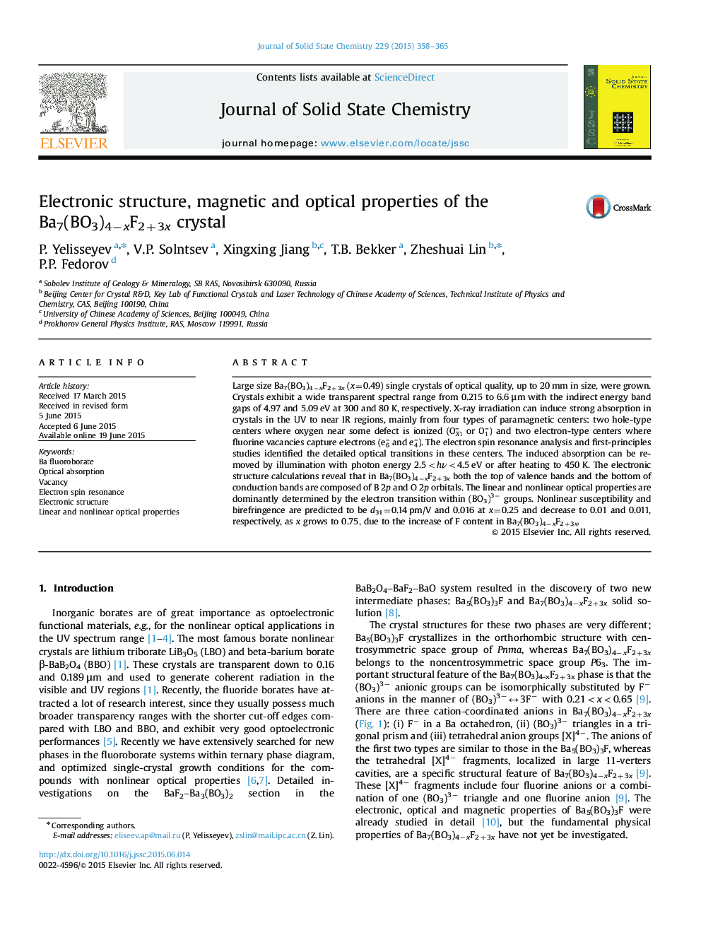 Electronic structure, magnetic and optical properties of the Ba7(BO3)4âxF2+3x crystal