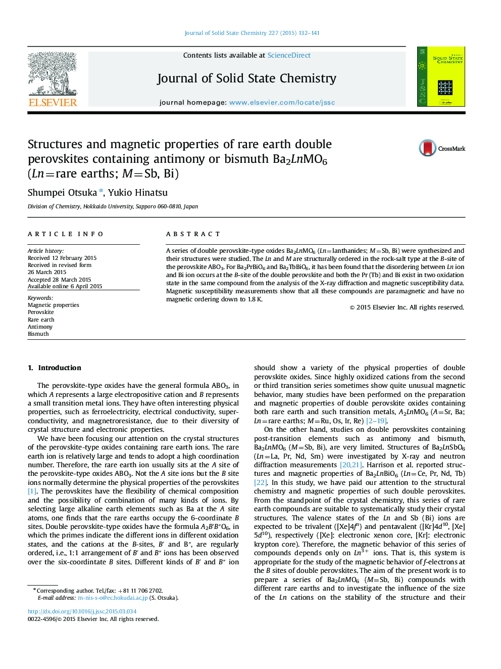 Structures and magnetic properties of rare earth double perovskites containing antimony or bismuth Ba2LnMO6 (Ln=rare earths; M=Sb, Bi)