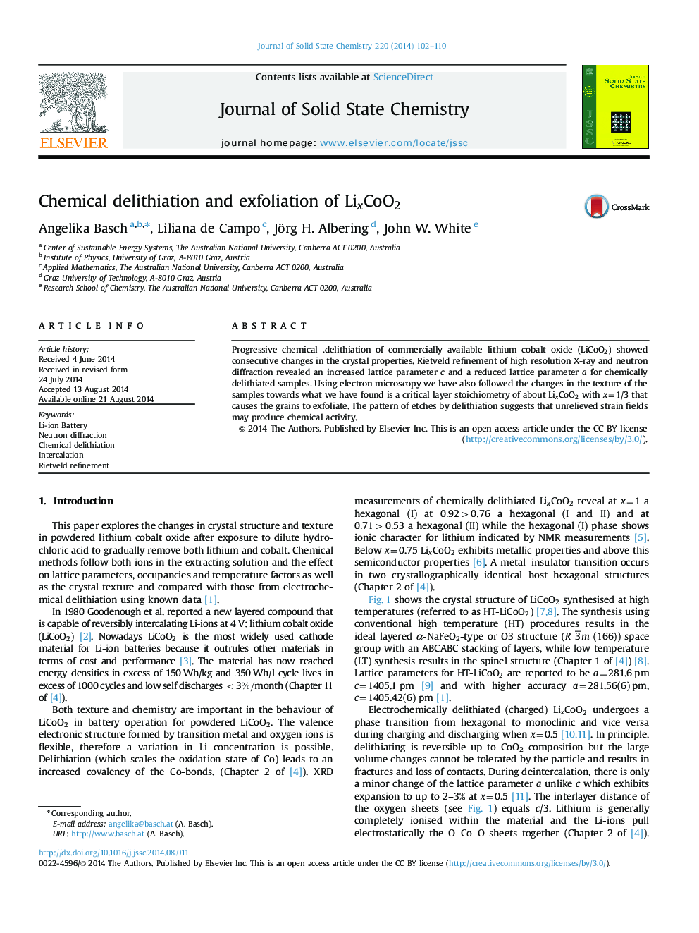 Chemical delithiation and exfoliation of LixCoO2