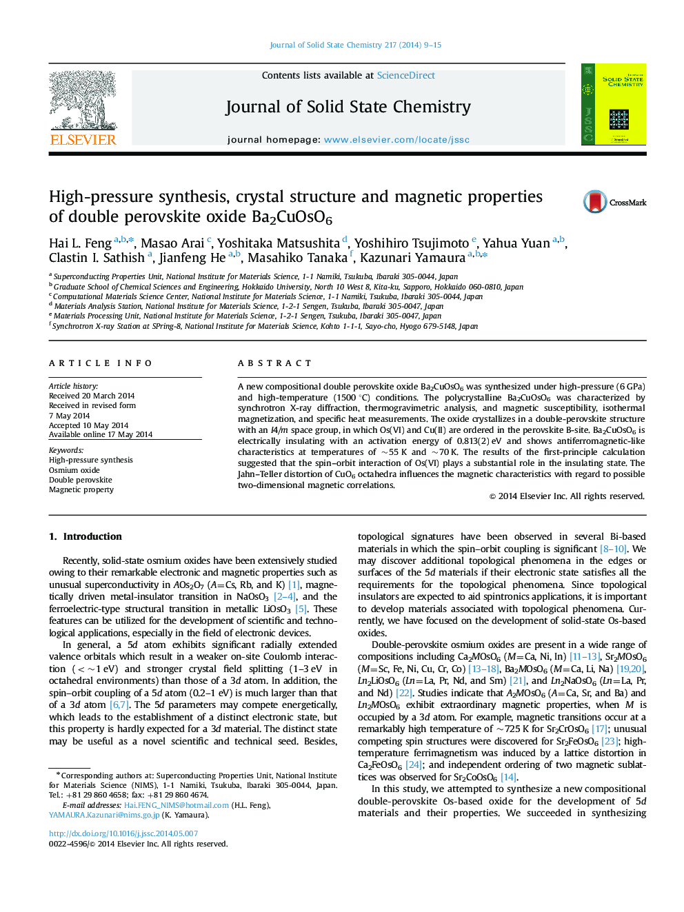 High-pressure synthesis, crystal structure and magnetic properties of double perovskite oxide Ba2CuOsO6