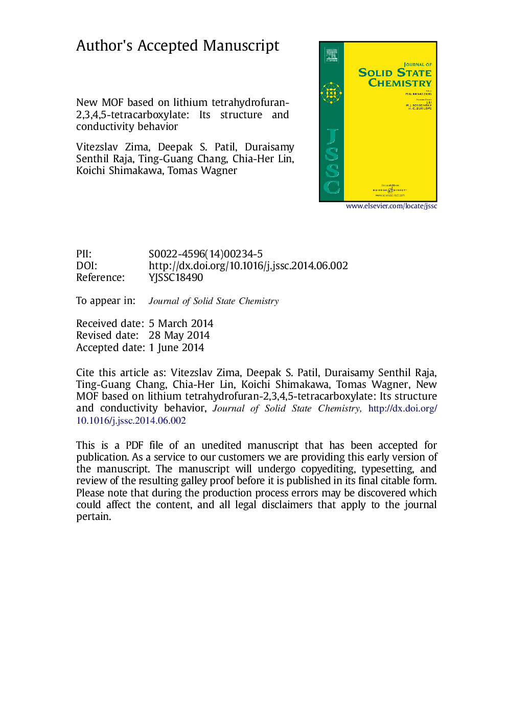 New MOF based on lithium tetrahydrofuran-2,3,4,5-tetracarboxylate: Its structure and conductivity behavior