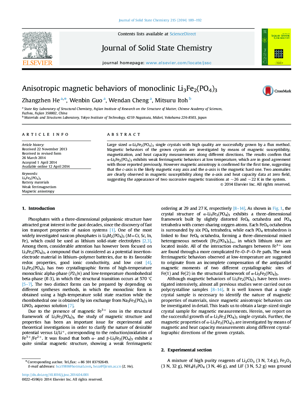 Anisotropic magnetic behaviors of monoclinic Li3Fe2(PO4)3