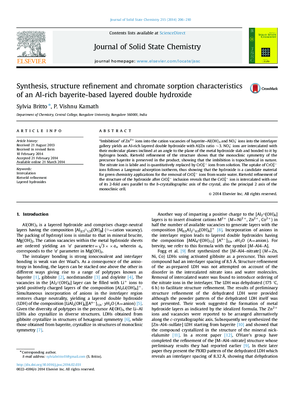 Synthesis, structure refinement and chromate sorption characteristics of an Al-rich bayerite-based layered double hydroxide