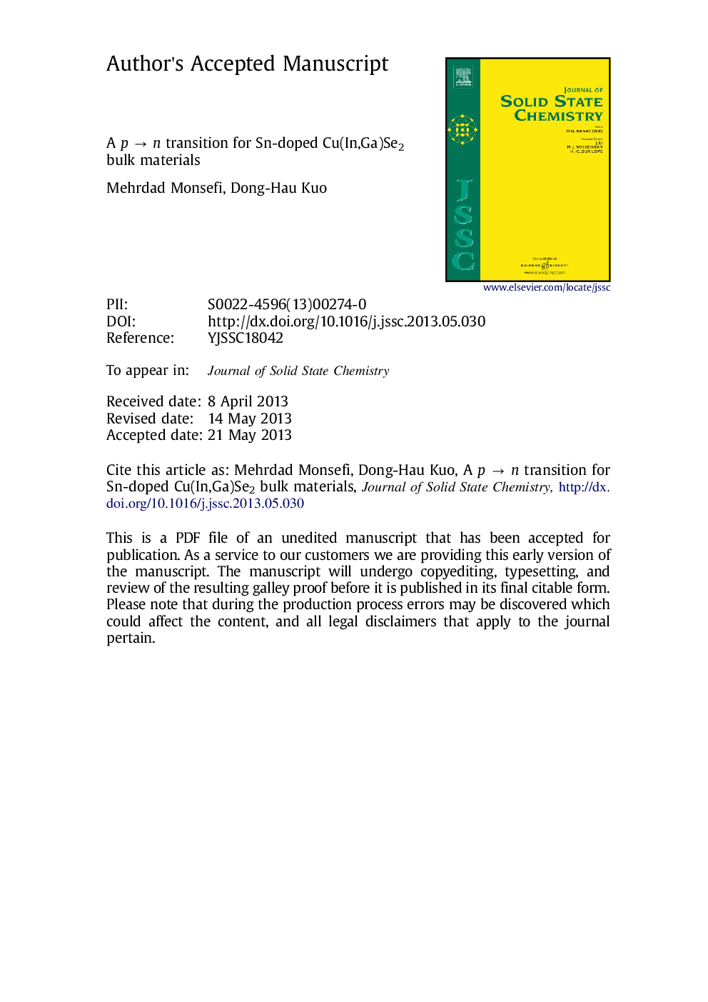 A p â n transition for Sn-doped Cu(In,Ga)Se2 bulk materials