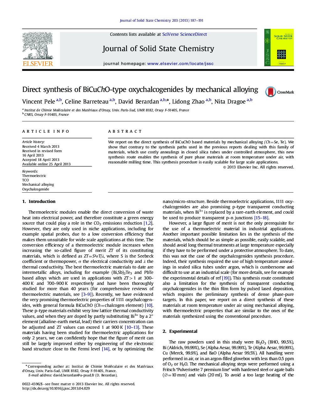 Direct synthesis of BiCuChO-type oxychalcogenides by mechanical alloying