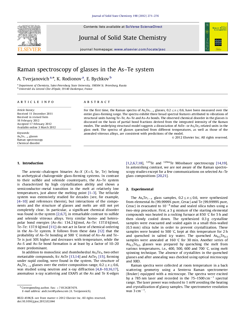 Raman spectroscopy of glasses in the As-Te system