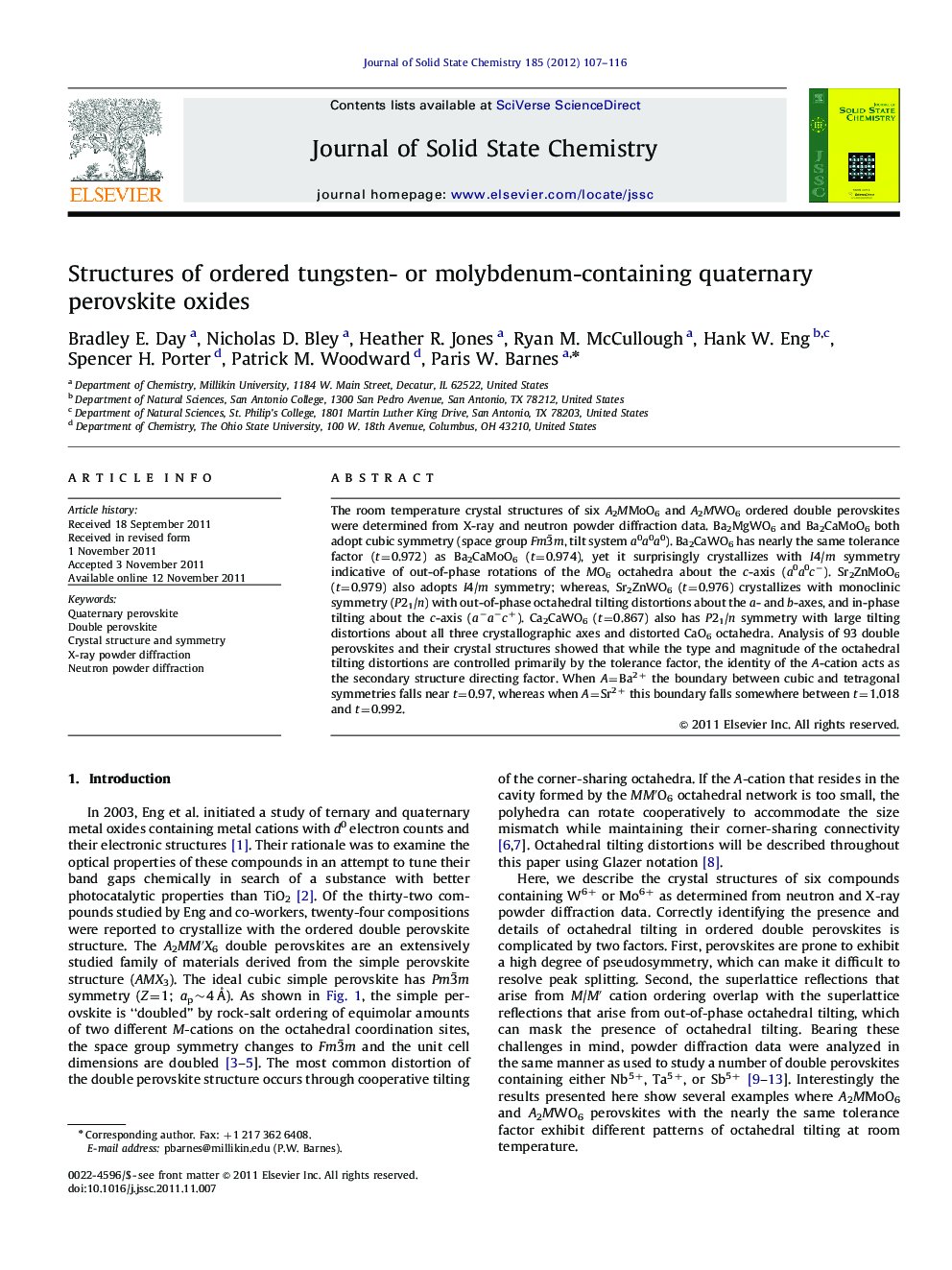 Structures of ordered tungsten- or molybdenum-containing quaternary perovskite oxides