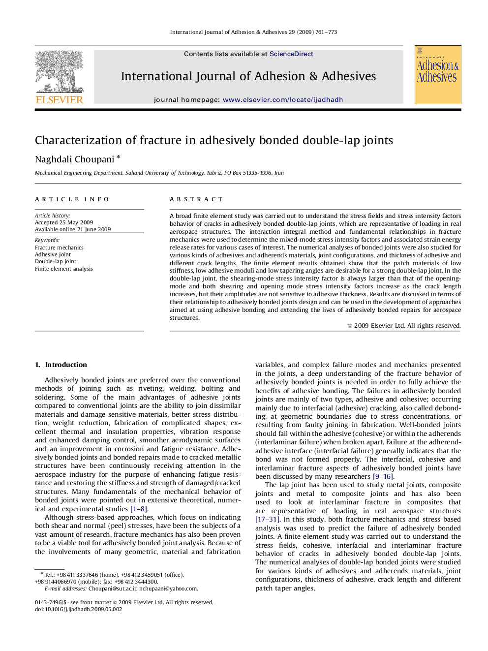 Characterization of fracture in adhesively bonded double-lap joints