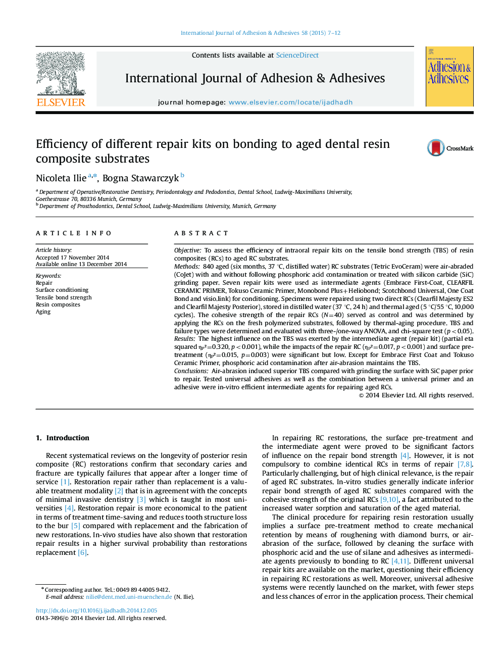 Efficiency of different repair kits on bonding to aged dental resin composite substrates