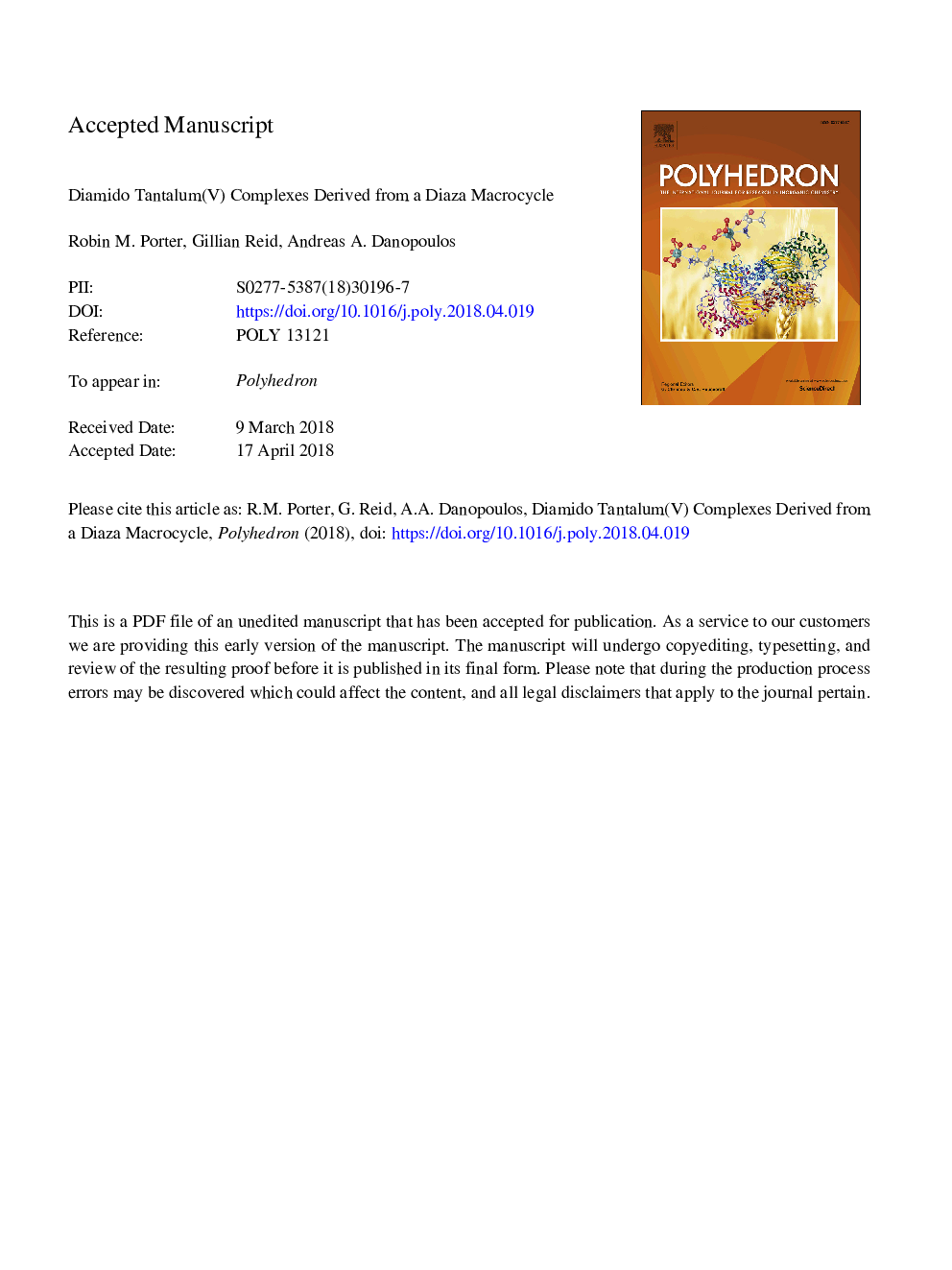 Diamido tantalum(V) complexes derived from a diazamacrocycle