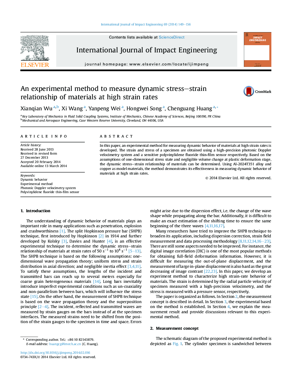 An experimental method to measure dynamic stress–strain relationship of materials at high strain rates