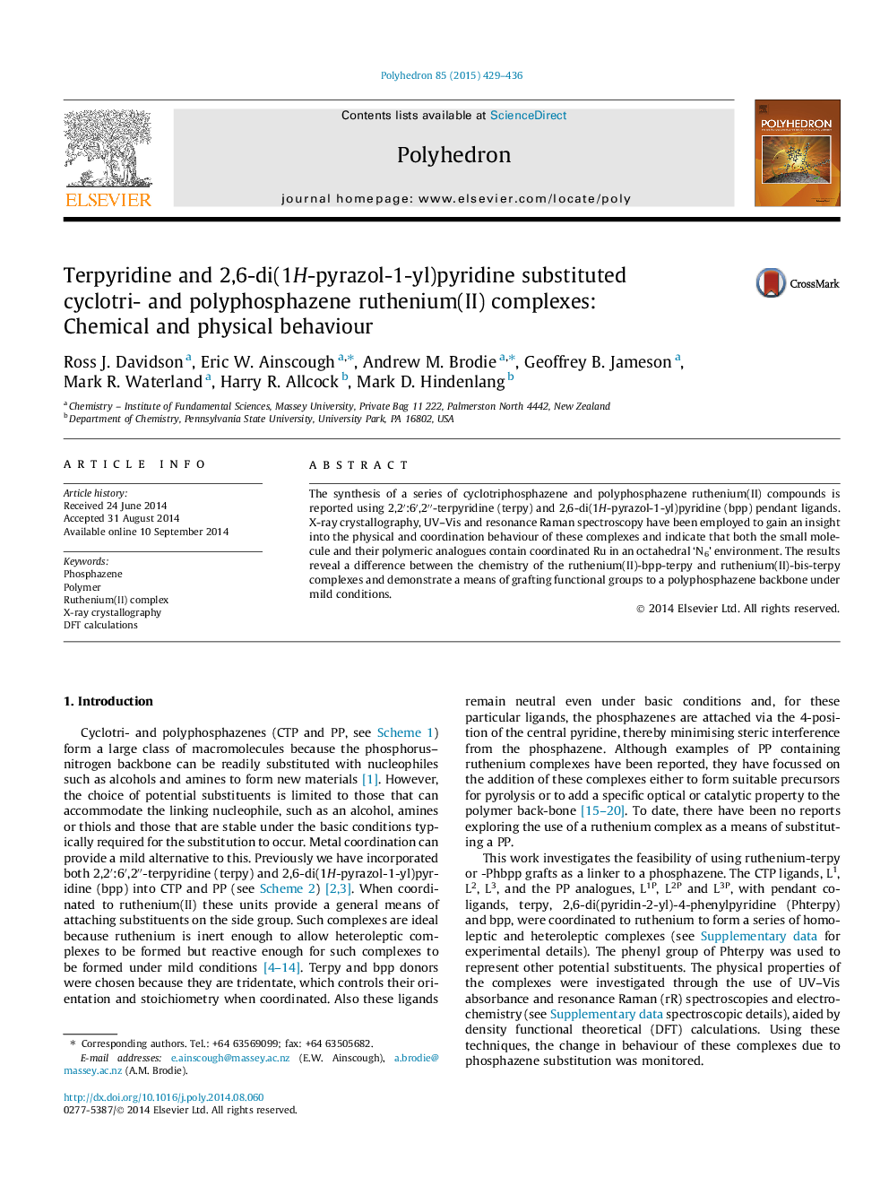 Terpyridine and 2,6-di(1H-pyrazol-1-yl)pyridine substituted cyclotri- and polyphosphazene ruthenium(II) complexes: Chemical and physical behaviour