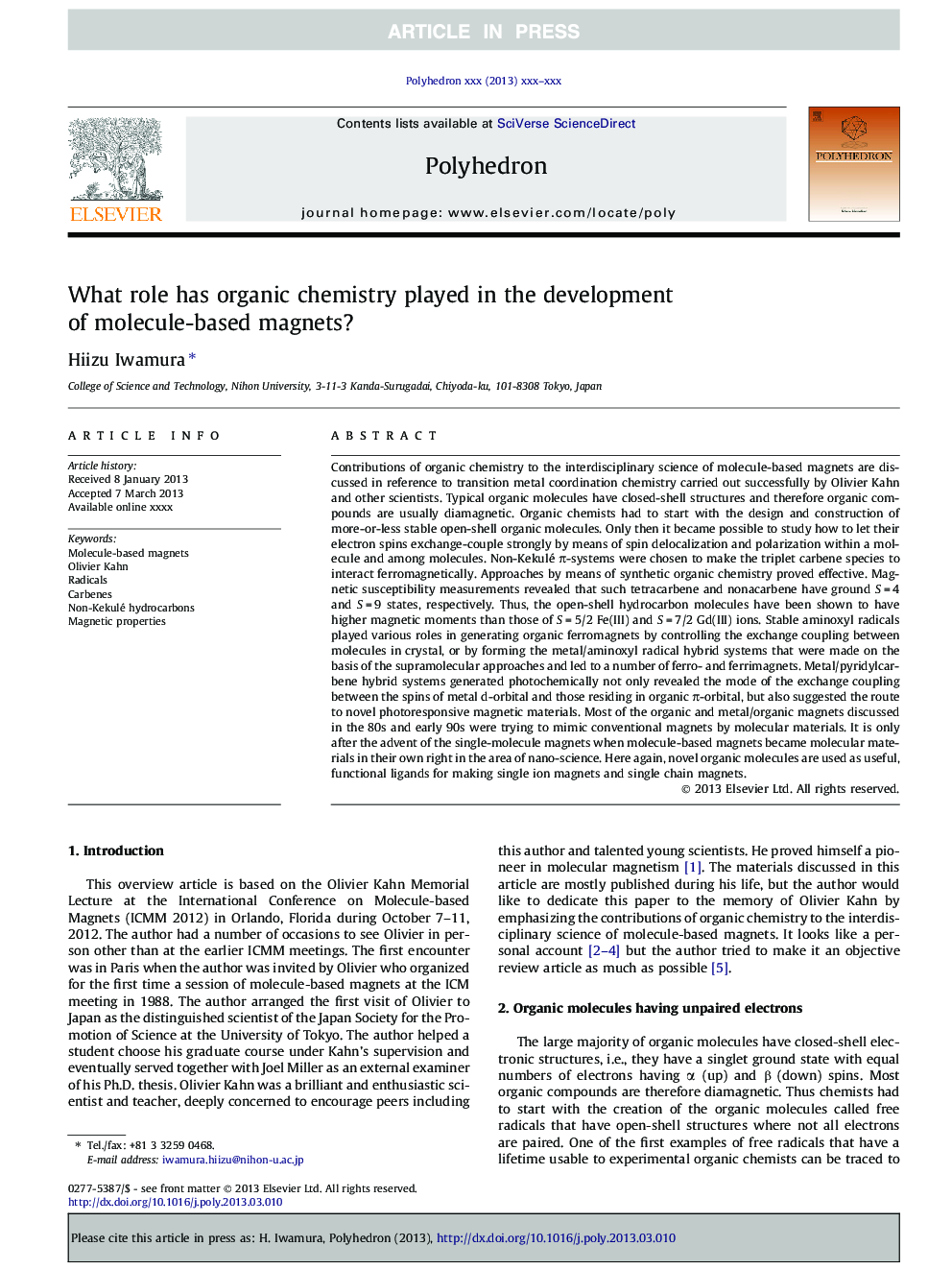 What role has organic chemistry played in the development of molecule-based magnets?