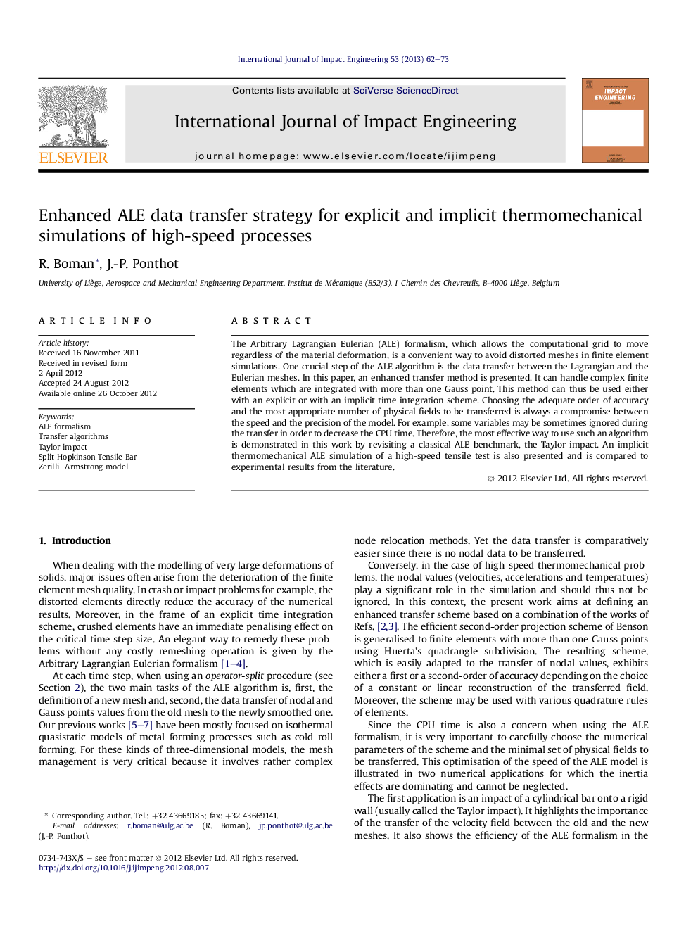 Enhanced ALE data transfer strategy for explicit and implicit thermomechanical simulations of high-speed processes