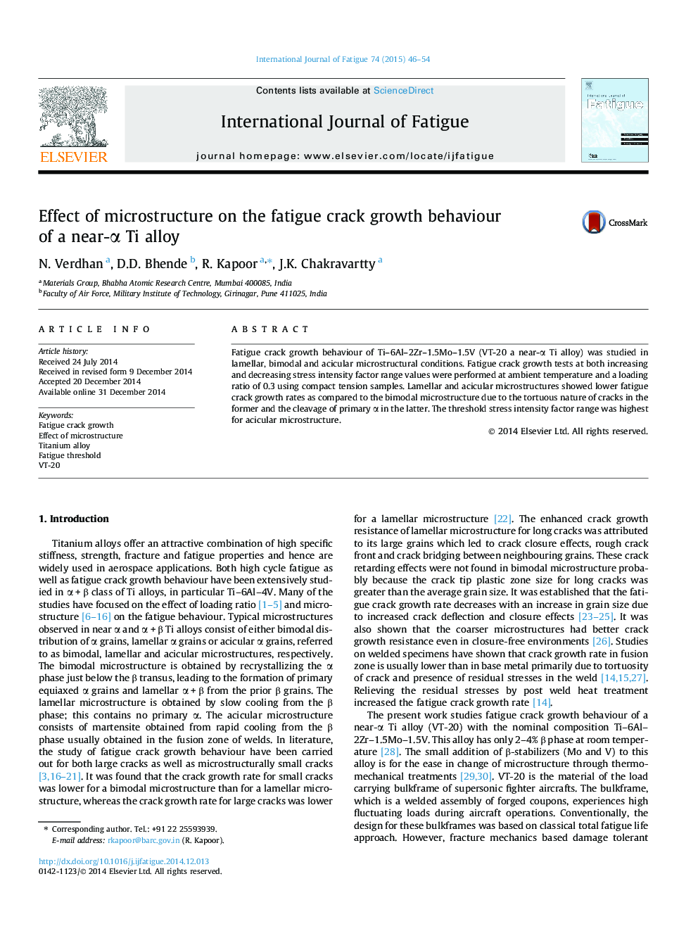 Effect of microstructure on the fatigue crack growth behaviour of a near-α Ti alloy