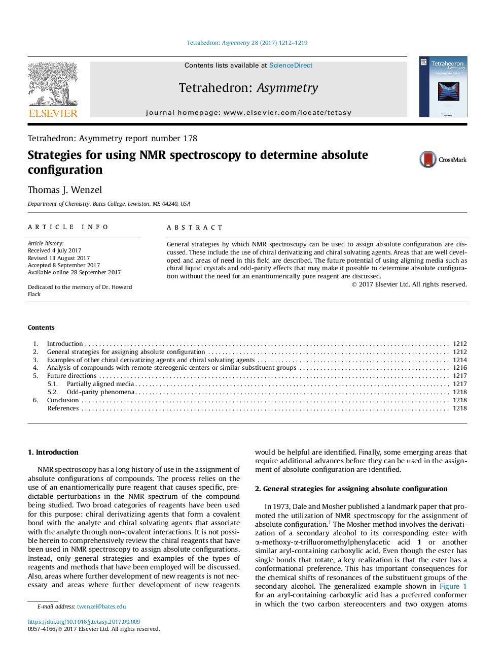 Strategies for using NMR spectroscopy to determine absolute configuration