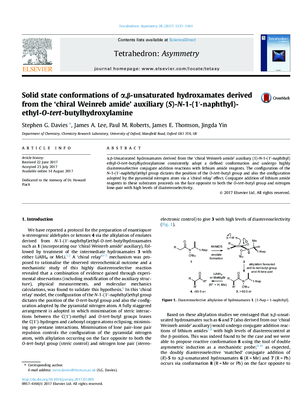 Solid state conformations of Î±,Î²-unsaturated hydroxamates derived from the 'chiral Weinreb amide' auxiliary (S)-N-1-(1â²-naphthyl)ethyl-O-tert-butylhydroxylamine