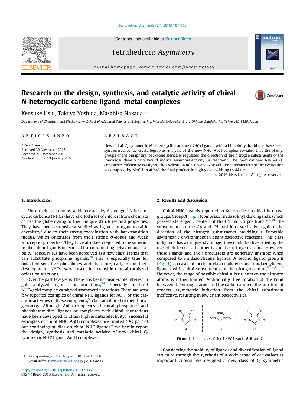 Research on the design, synthesis, and catalytic activity of chiral N-heterocyclic carbene ligand-metal complexes
