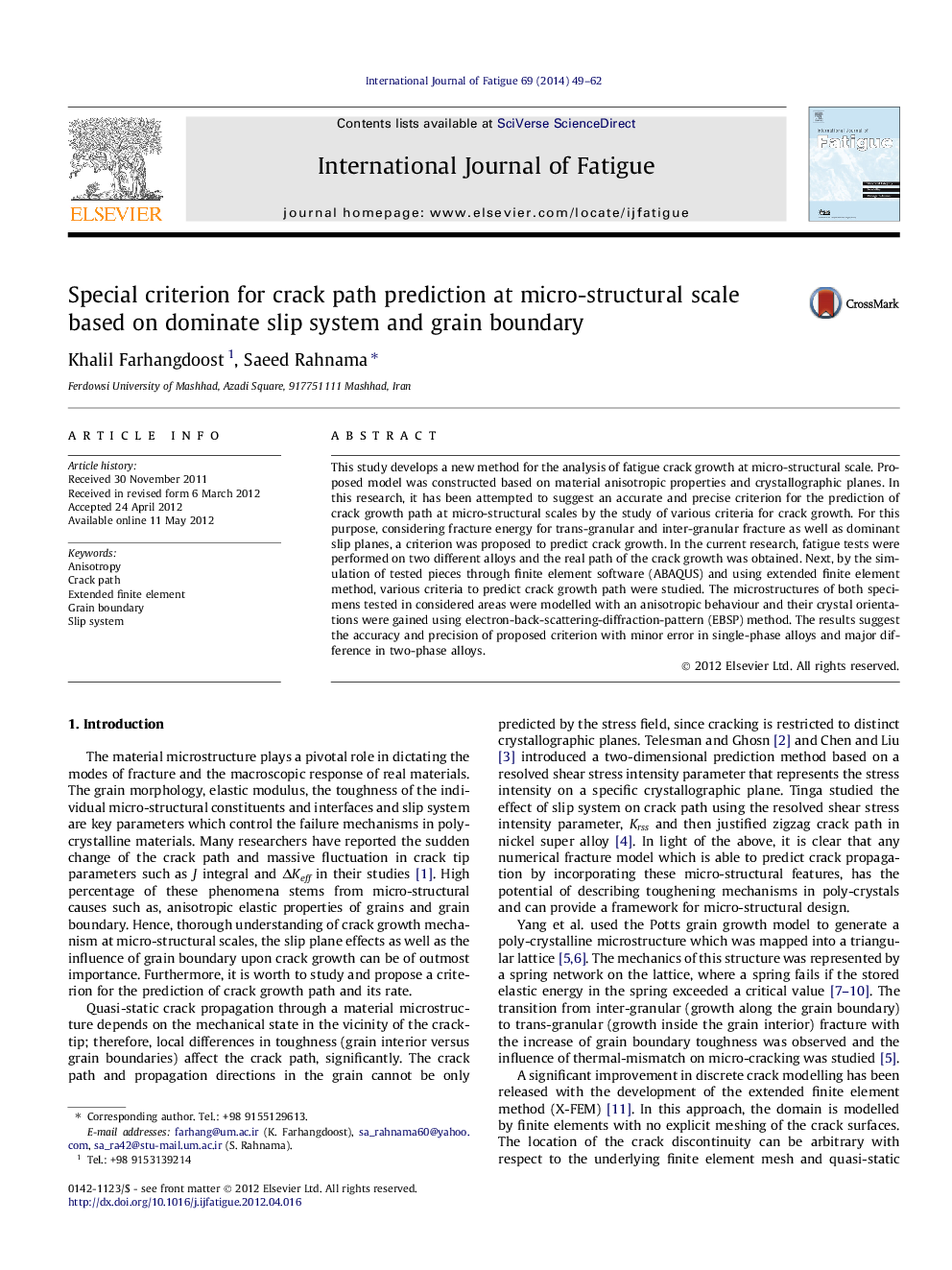 Special criterion for crack path prediction at micro-structural scale based on dominate slip system and grain boundary