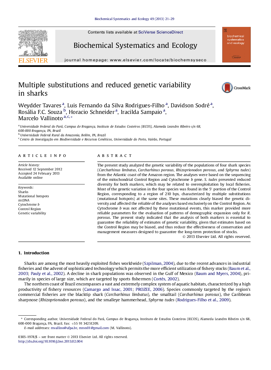 Multiple substitutions and reduced genetic variability inÂ sharks