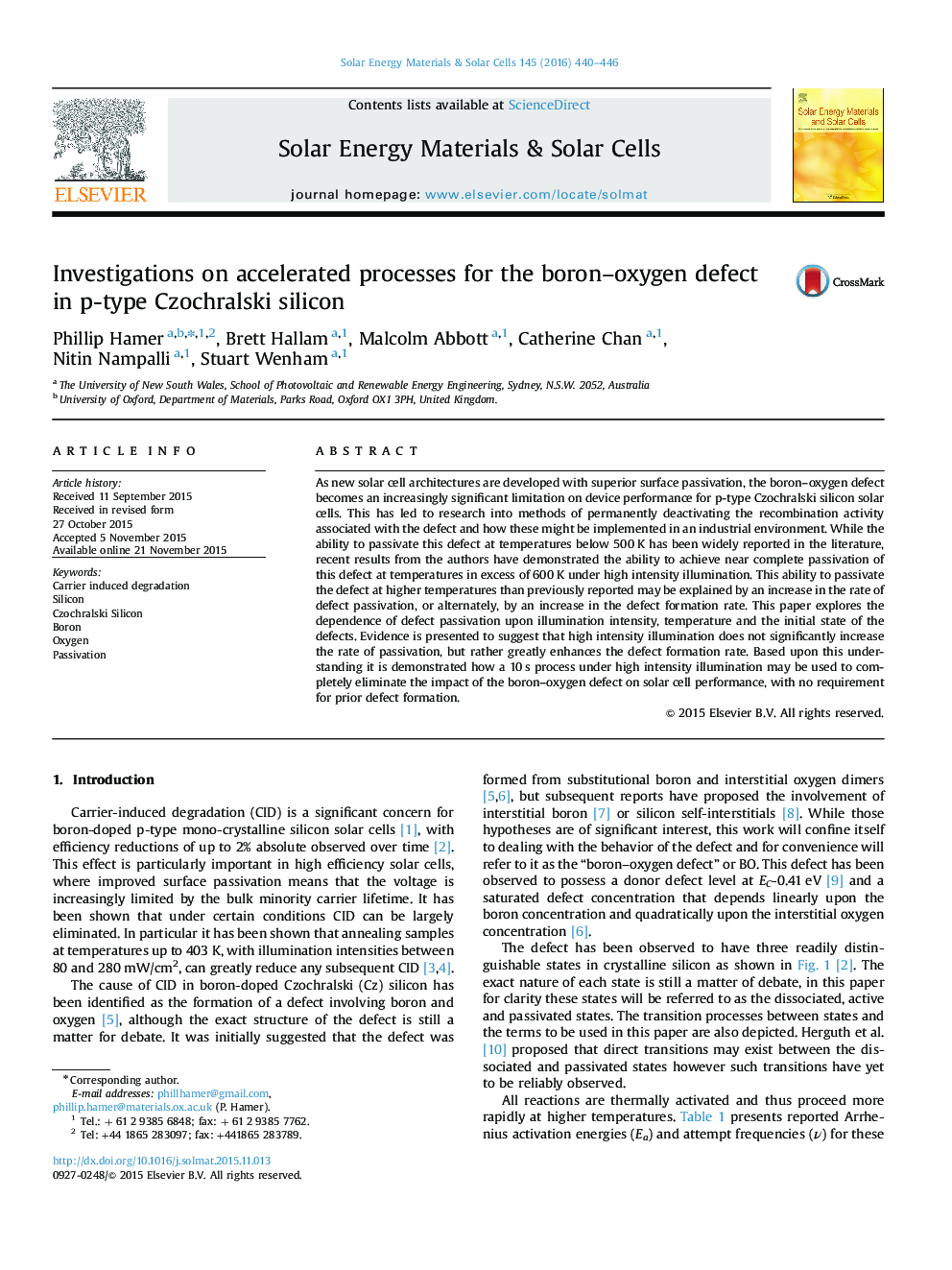 Investigations on accelerated processes for the boron–oxygen defect in p-type Czochralski silicon