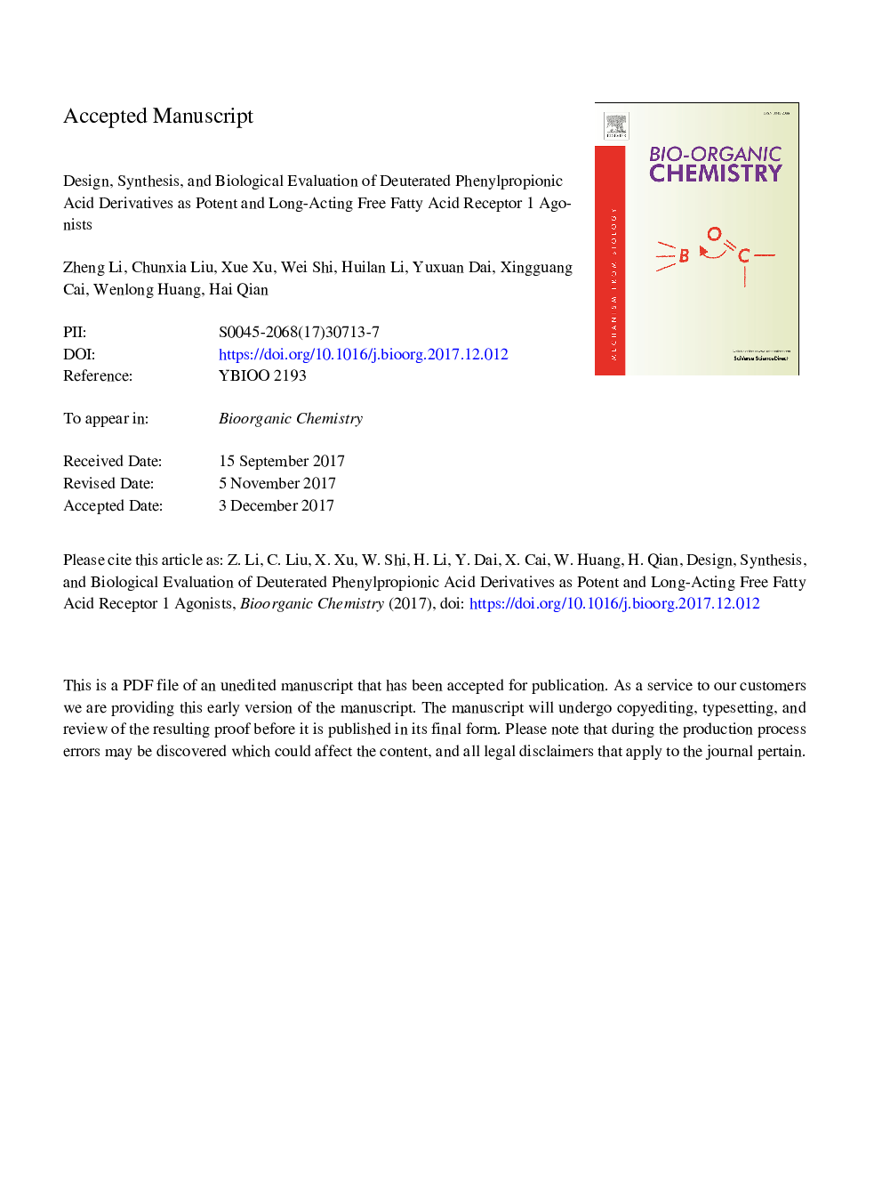 Design, synthesis, and biological evaluation of deuterated phenylpropionic acid derivatives as potent and long-acting free fatty acid receptor 1 agonists