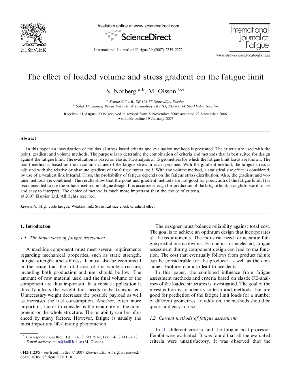 The effect of loaded volume and stress gradient on the fatigue limit