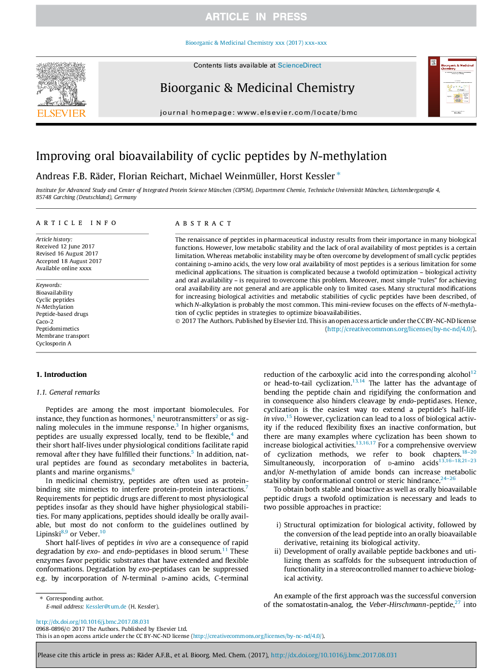 Improving oral bioavailability of cyclic peptides by N-methylation