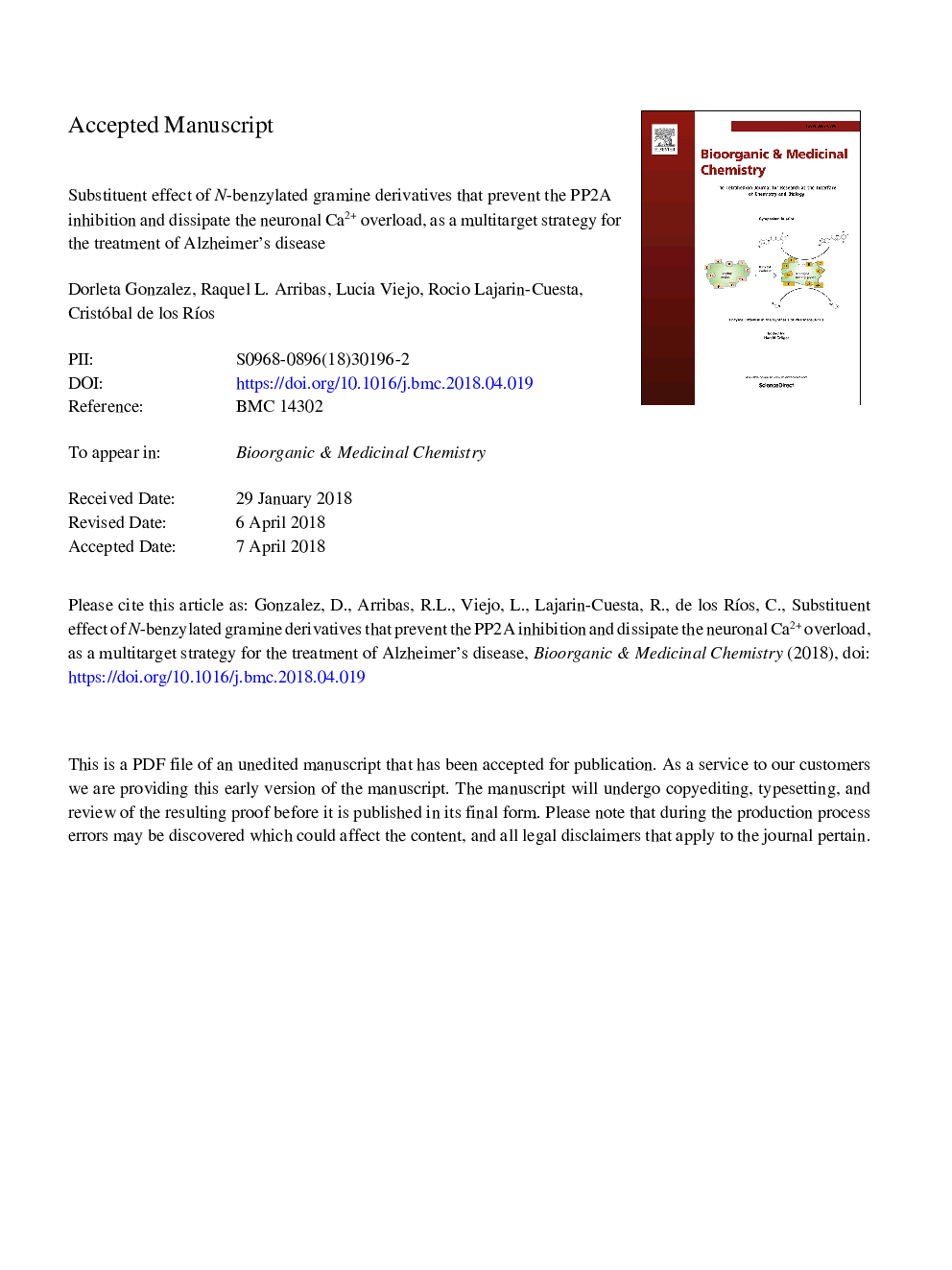 Substituent effect of N-benzylated gramine derivatives that prevent the PP2A inhibition and dissipate the neuronal Ca2+ overload, as a multitarget strategy for the treatment of Alzheimer's disease