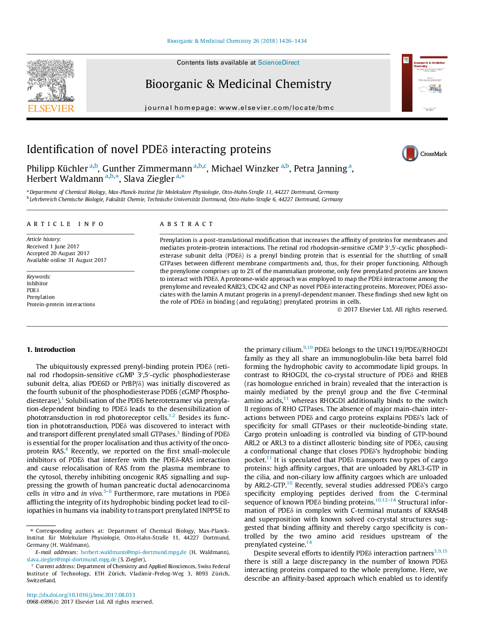 Identification of novel PDEÎ´ interacting proteins