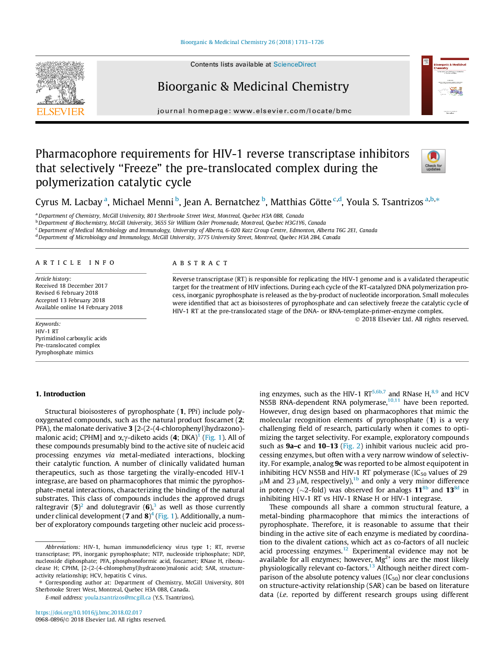 Pharmacophore requirements for HIV-1 reverse transcriptase inhibitors that selectively “Freeze” the pre-translocated complex during the polymerization catalytic cycle