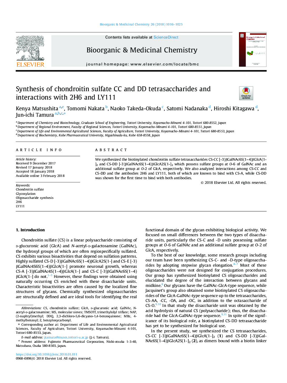 Synthesis of chondroitin sulfate CC and DD tetrasaccharides and interactions with 2H6 and LY111