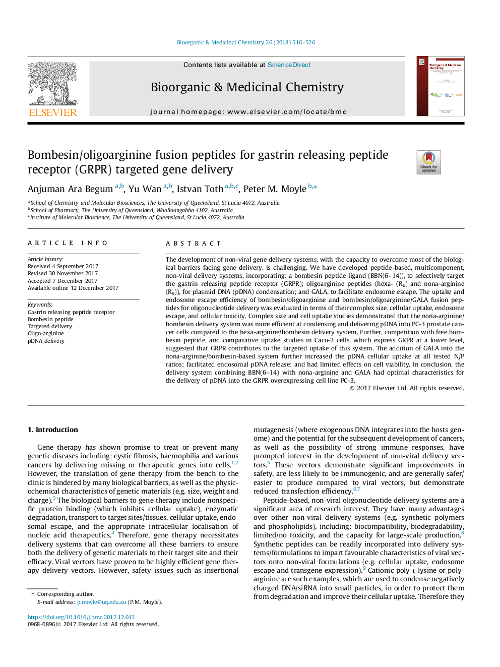 Bombesin/oligoarginine fusion peptides for gastrin releasing peptide receptor (GRPR) targeted gene delivery