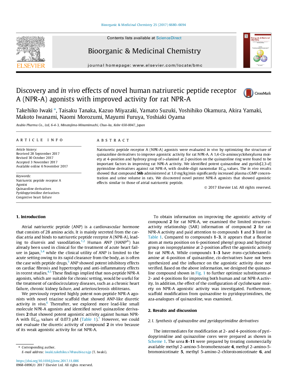 Discovery and in vivo effects of novel human natriuretic peptide receptor A (NPR-A) agonists with improved activity for rat NPR-A