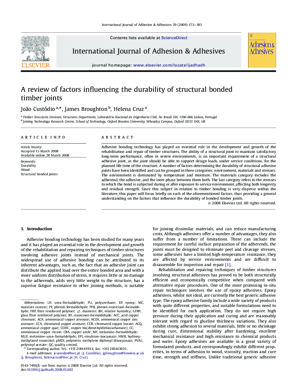 A review of factors influencing the durability of structural bonded timber joints