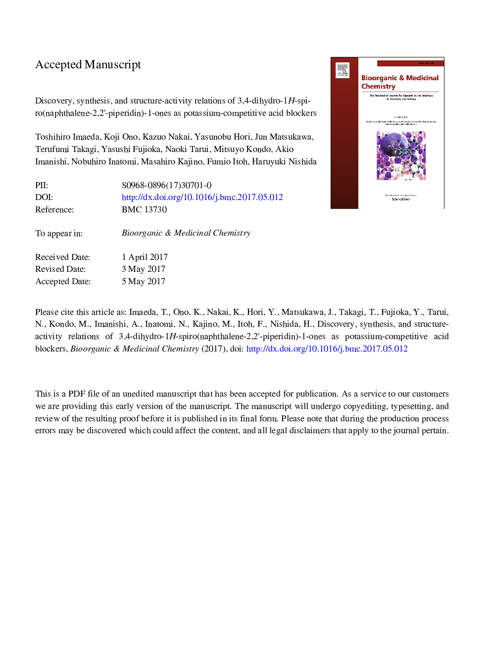 Discovery, synthesis, and structure-activity relations of 3,4-dihydro-1H-spiro(naphthalene-2,2â²-piperidin)-1-ones as potassium-competitive acid blockers