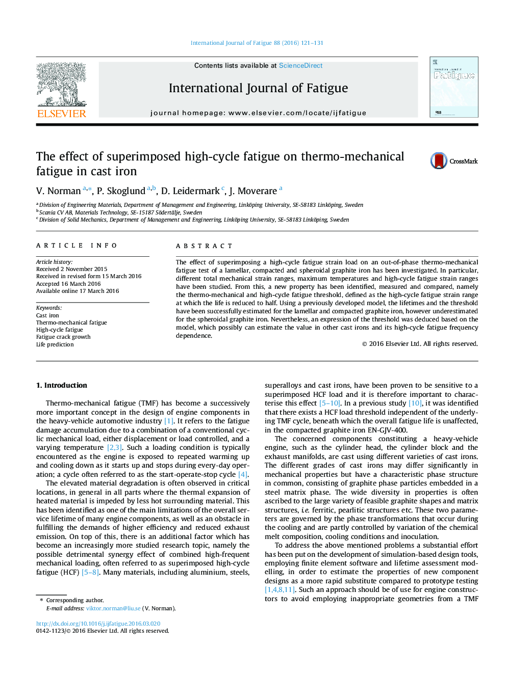 The effect of superimposed high-cycle fatigue on thermo-mechanical fatigue in cast iron