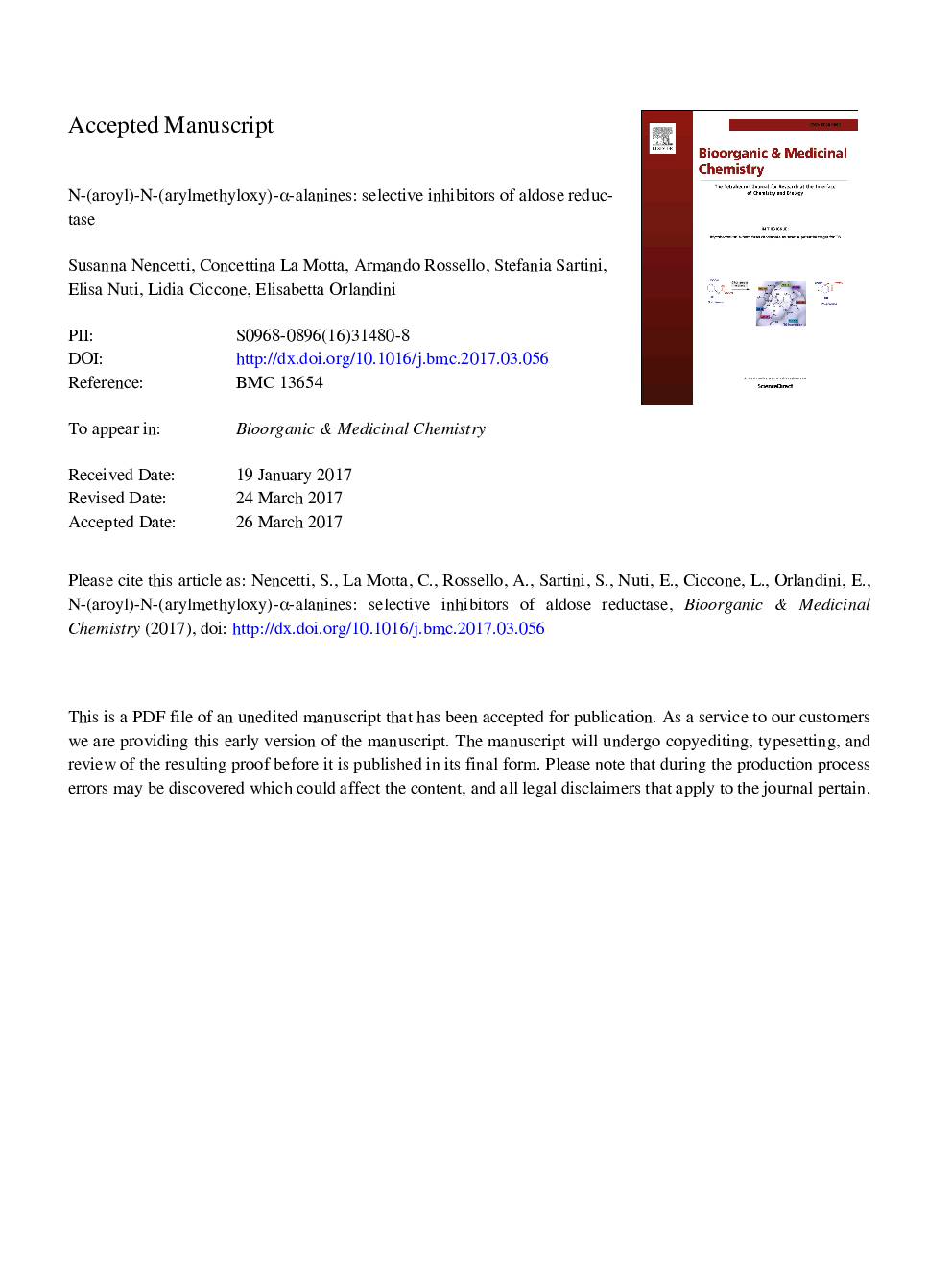 N-(Aroyl)-N-(arylmethyloxy)-Î±-alanines: Selective inhibitors of aldose reductase